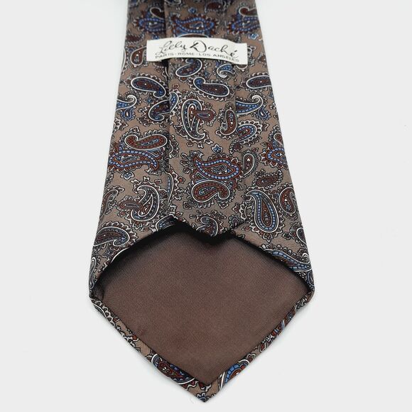 Vintage Lilly Daché Brown/Blue Silk Necktie Tie Classic Paisley Print EUC - Picture 4 of 5